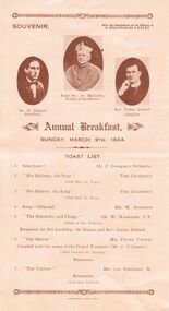Document - RANDALL COLLECTION: THE COMPLIMENTSOF THE OFFICERS OF ST.KILIAN'S BRANCH NO.4,H.A.B.C.S, 9 March 1924
