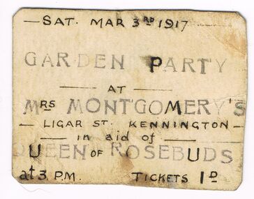 Document - RANDALL COLLECTION: GARDEN PARTY AT MRS. MONTGOMERY'S, 3/3/1917