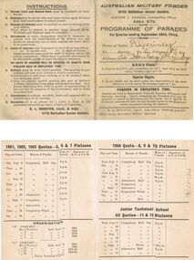 Document - RANDALL COLLECTION: AUSTRALIAN MILITARY FORCES, PROGRAMME OF PARADES, 30 December 1918