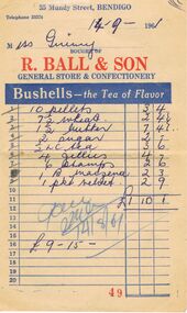 Document - RANDALL COLLECTION: R.BALL & SON DOCKET TO MISS GUINEY, 14/9/1961 & 8/12/1961