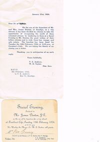 Document - RANDALL COLLECTION: SOCIAL EVENING TENDERED TO MR. JAMES DENTON, J.P, 21 January 1924