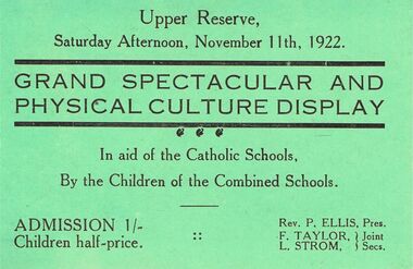 Document - RANDALL COLLECTION: GRAND SPECTACULAR AND PHYSICAL CULTURE DISPLAY, 11 November 1922