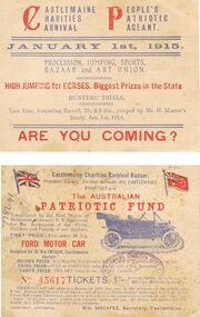 Document - RANDALL COLLECTION: CASTLEMAINE CHARITIES CARNIVAL, PEOPLE'S PATRIOTIC PAGEANT, 1 January 1015