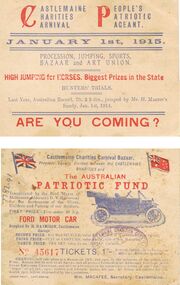 Document - RANDALL COLLECTION: CASTLEMAINE CHARITIES CARNIVAL, PEOPLE'S PATRIOTIC PAGEANT, 1 January 1015