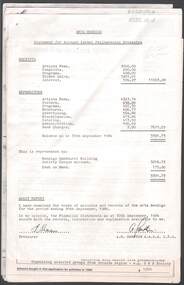 Document - MERLE HALL COLLECTION: VARIOUS DOCUMENTS RELATING TO FINANCE OF ARTS BENDIGO