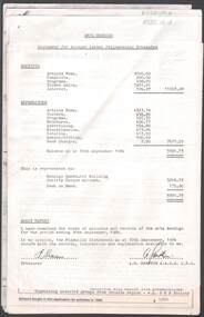 Financial record - MERLE HALL COLLECTION: VARIOUS DOCUMENTS RELATING TO FINANCE OF ARTS BENDIGO