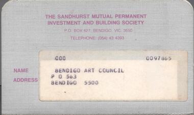 Financial record - MERLE HALL COLLECTION: Arts Bendigo savings passbook