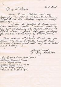 Document - GOLDEN SQUARE LAUREL STREET P.S. COLLECTION: LETTER RE LILLIAN FRANCIS KIDD