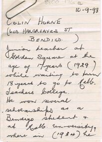 Document - GOLDEN SQUARE LAUREL STREET P.S. COLLECTION: ARTICLE RE PROF. COLIN HORNE