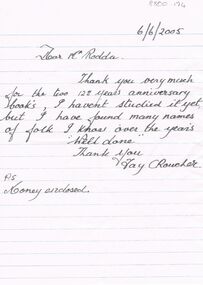 Document - GOLDEN SQUARE LAUREL STREET P.S. COLLECTION:  LETTER FAY ROUCHER