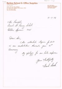 Document - GOLDEN SQUARE LAUREL STREET P.S. COLLECTION: DONATION LETTERS