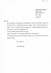 Document - GOLDEN SQUARE LAUREL STREET P.S. COLLECTION: LETTER DENNIS SPIELVOGEL