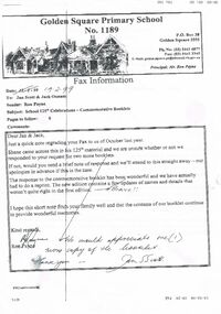 Document - GOLDEN SQUARE LAUREL STREET P.S. COLLECTION: LETTER JAN SAMPSON SCOTT