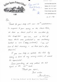 Document - GOLDEN SQUARE LAUREL STREET P.S. COLLECTION: LETTER TO RON FROM SHANE RODDA