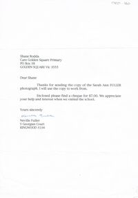 Document - GOLDEN SQUARE LAUREL STREET P.S. COLLECTION: LETTER TO SHANE RODDA FROM NEVILLE FULLER