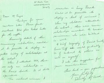 Document - GOLDEN SQUARE LAUREL STREET P.S. COLLECTION: LETTER DOROTHY MCLEOD