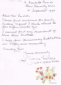 Document - GOLDEN SQUARE LAUREL STREET P.S. COLLECTION: LETTER JOYCE MACKIE
