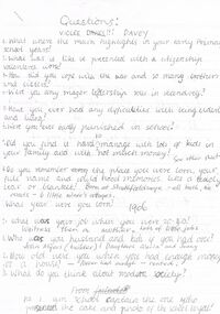Document - GOLDEN SQUARE LAUREL STREET P.S. COLLECTION: QUESTIONS ASKED OF VIOLEE DAVEY