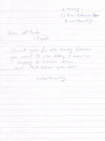 Document - GOLDEN SQUARE LAUREL STREET P.S. COLLECTION: LETTER BY VIOLEE DAVEY
