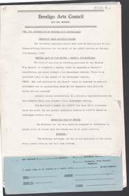 Document - MERLE HALL COLLECTION: VARIOUS DOCUMENTS OF BENDIGO ARTS COUNCIL