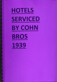 Book - HOTELS SERVICED BY COHN BROS 1939