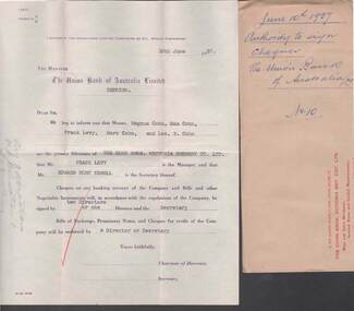 Document - COHN BROTHERS COLLECTION: AUTHORITY TO SIGN CHEQUES