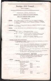 Document - MERLE HALL COLLECTION: COLLECTION OF BENDIGO ARTS COUNCIL MINUTES OF BRANCH EXECUTIVE MTGS
