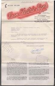 Document - COHN BROTHERS COLLECTION: AGREEMENTS WITH NEON ELECTRIC SIGNS