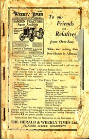 Book - ERROL BOVAIRD COLLECTION: NEW SETTLERS' HANDBOOK TO VICTORIA