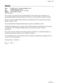 Document - LETTER RE BOOK 'SCOTTISH CHRISTIAN HERALD', 20th September, 2011