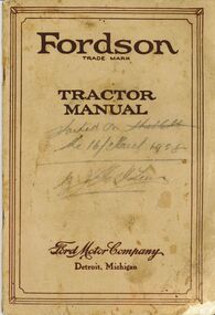 Book - ERROL BOVAIRD COLLECTION: FORDSON TRACTOR MANUAL
