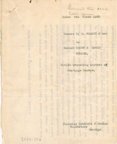Document - CONNELLY, TATCHELL, DUNLOP COLLECTION: DOCUMENT