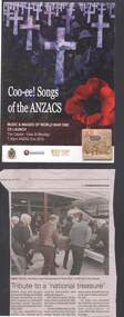 Document - PETER ELLIS COLLECTION: COO-EE! SONGS OF THE ANZACS PROGRAM/ARTICLE RE PETER ELLIS