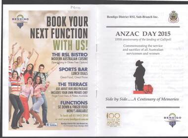Document - ANZAC DAY 2015 BENDIGO RSL PROGRAM