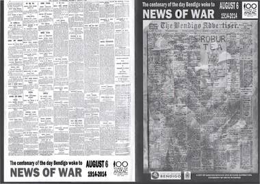 Document - BENDIGO  ADVERTISER: CENTENARY OF THE DAY BENDIGO WOKE TO WORLD WAR 1