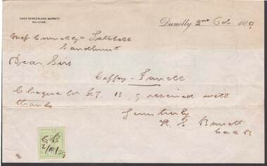 Document - CONNELLY, TATCHELL, DUNLOP COLLECTION: RECEIPT