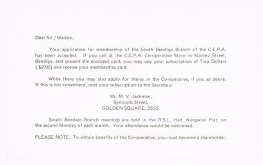 Document - CEPA COLLECTION: MEMBERSHIP ACCEPTANCE NOTICE