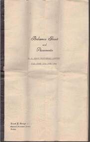 Document - W.D.MASON COLLECTION: BALANCE SHEET AND ACCOUNTS, 30 June 1949