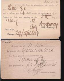 Document - CONNELLY, TATCHELL, DUNLOP COLLECTION:  POSTCARD AND NOTE FROM CUSTOM HOUSE