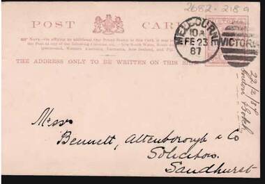 Document - CONNELLY, TATCHELL, DUNLOP COLLECTION:  2  POST CARDS