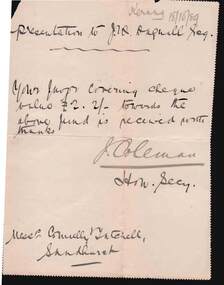 Document - CONNELLY, TATCHELL, DUNLOP COLLECTION: LETTER CARD