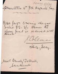 Document - CONNELLY, TATCHELL, DUNLOP COLLECTION: LETTER CARD