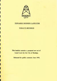 Book - NATIONAL COUNCIL OF WOMEN OF VICTORIA BENDIGO BRANCH COLLECTION: TOWARDS MODERN LAWS FOR TODAY'S BENDIGO