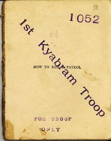 Book - HOW TO RUN A PATROL, 1920