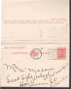 Document - W.D.MASON COLLECTION: LETTER CARD, 3 Feb 1939