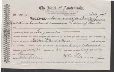 Document - W.D.MASON COLLECTION: RECEIPT, 11/10/1945