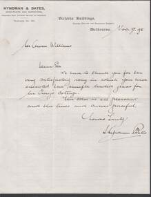 Document - W.D.MASON COLLECTION: LETTER, 17 November08
