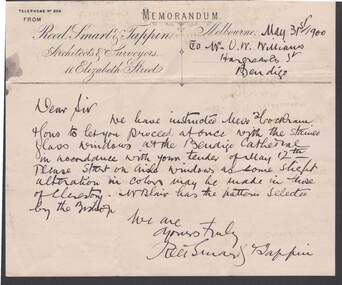 Document - W.D.MASON COLLECTION: MEMORANDUM, 31 May 1900