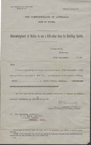Document - W.D.MASON COLLECTION: DISTILLATION ACT, 20-30 Sep.1938
