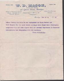 Document - W.D.MASON COLLECTION: REFERENCE, 20 Nov.1933